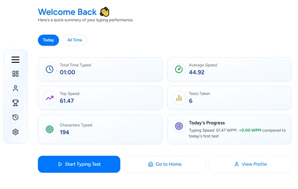 Typing Test Dashboard